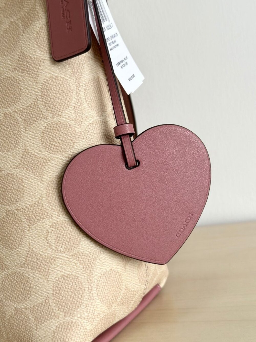COACH Laurel Canvas Cream Pink Leather Shoulder Bag - Picture 4 of 9